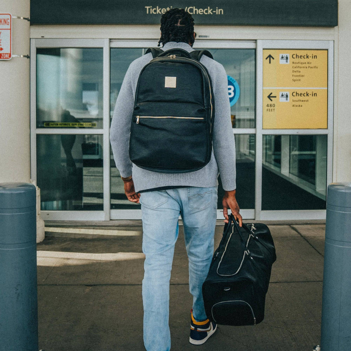 Black Leather Commuter Bag
