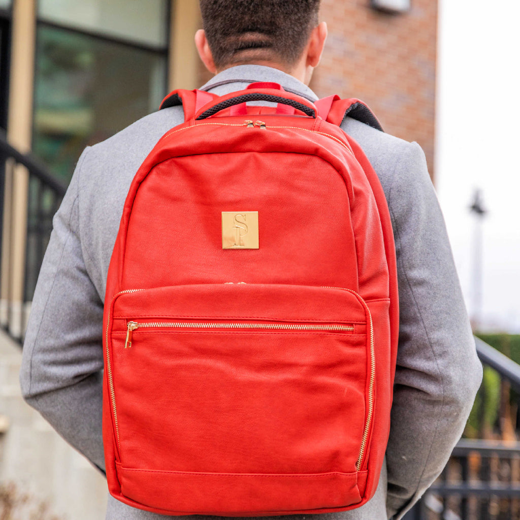 Red Leather Commuter Bag